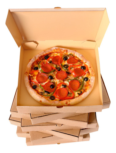 Caja Pizza Chica X100 Unidades Cartón Grueso Marrón Premium
