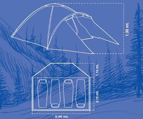 Imagen 6 de 10 de Carpa Spinit Adventure Iv 4 Personas Camping Impermeable