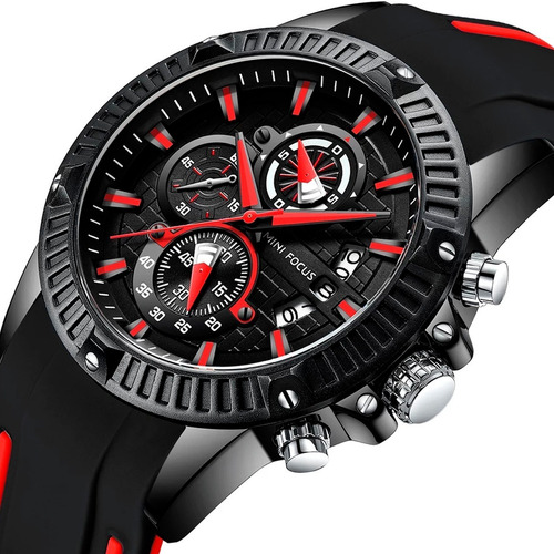 Relógio Masculino Minifocus Original Importado Prova D'água Funcional Com Cronógrafo Calendário E Pulseira Borracha Top