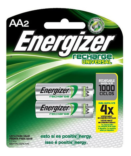 Pila Recargable Energizer Tamaño Aa 2 Unidades