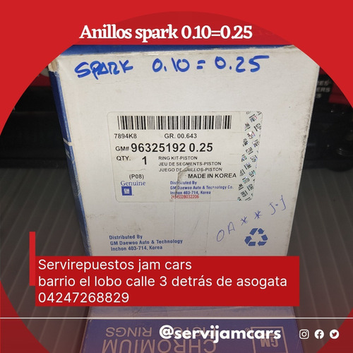 Anillos Spark 0.10=0.25 Gm