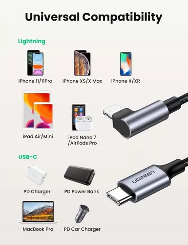 Cable USB a USB-C UGREEN en Ángulo 2m