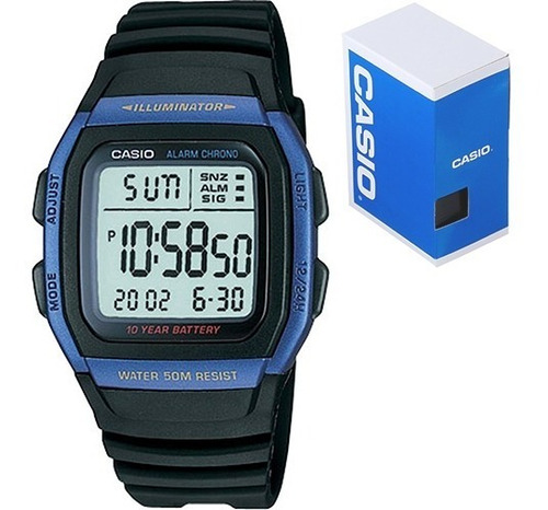 Reloj Casio Retro Clasico Unisex W96 Azul Sumergible Led 