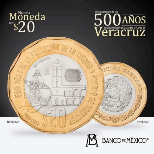 Moneda Conmemorativa De 500 Años De La Fundación De Veracruz