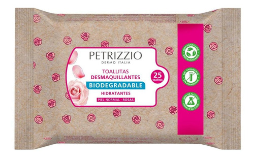 Toallitas Desmaquillantes Biodegradable Rosas 25 Uds Pzzo