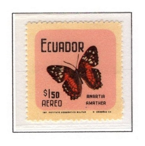 Estampillas Ecuador 1969 - Mariposa Pavo Real Marrón