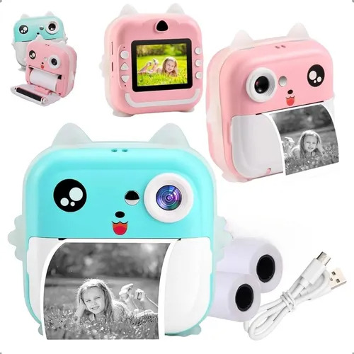 Câmera Digital Infantil Gatinho Com Impressão Instantânea Rosa