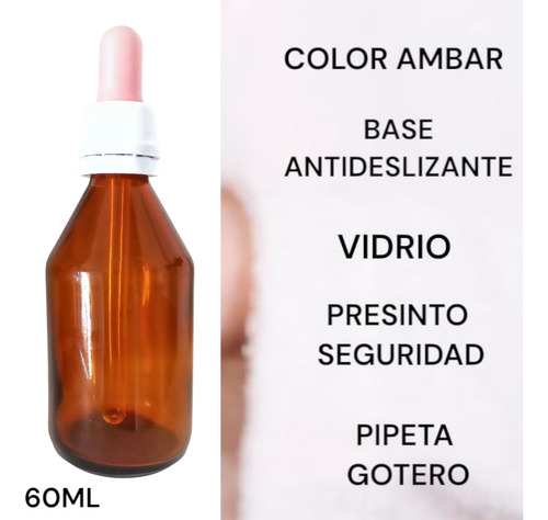 Pack X 50 Frascos Gotero Ámbar 60ml Precinto De Seguridad Marrón