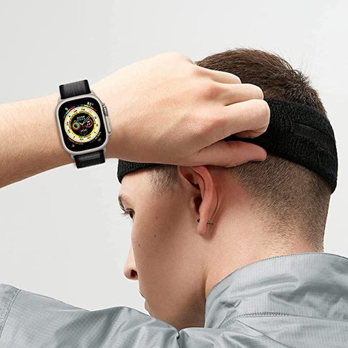 Correa Para Iwatch 42/44/45/49mm Smarttech Nylon Trail Negro Con Gris