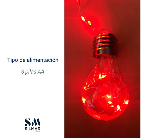 Imagen 3 de 8 de Guirnalda Hilo Alambre Cobre Microled 30 Focos Leds Pilas