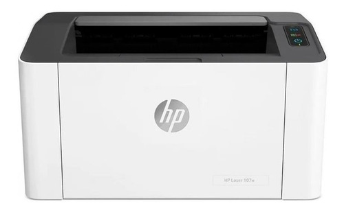 Imagen 1 de 3 de Impresora simple función HP Laser 107w con wifi blanca y negra 110V/240V
