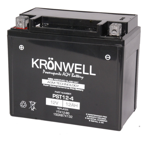 Bateria Moto Gel Kronwell Cf Moto Rz 650 Mt = Mg12-12l-bs-c
