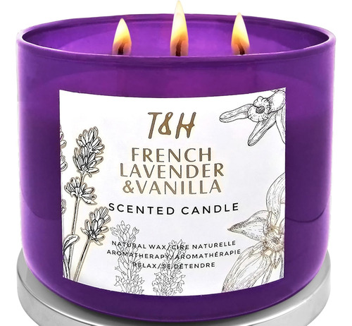 Vela De Aromaterapia De Vainilla Y Lavanda De 3 Mechas | Vel