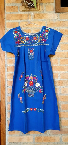 Vestido Mexicano Infantil T10 Bordado A Mão Original Varal