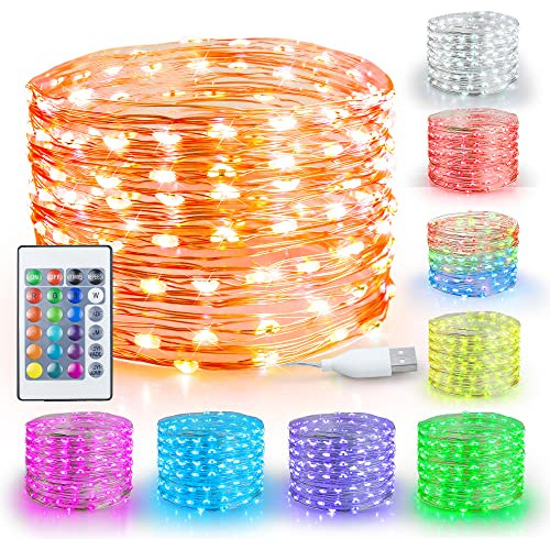 Luces De Hadas Usb, 33 Pies De Largo 100 Led Cambiantes...