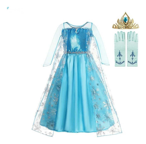 Disfraz De Elsa Para Niñas Con Accesorios Frozen Cumpleaños