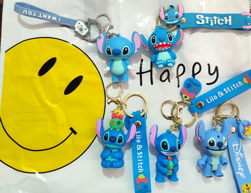 Imagen 2 de 8 de Llaveros De Stitch Goma Muñecos Al Mayor 12 Unidades