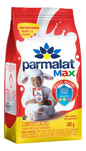 Composto lácteo instantâneo Parmalat max pacote 380g