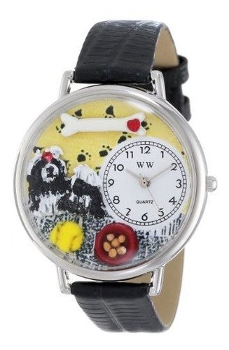 Watches Unisex U******* Shih-tzu Reloj De Cuero De Piel Negr