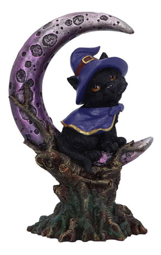 Estatua Negra Espeluznante Para Gato Con Sombrero De Bruja E