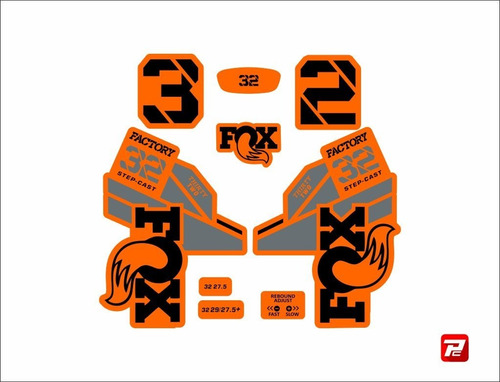 Fox Factory Stepcast 32 Naranja Sticker Calca Personalizado