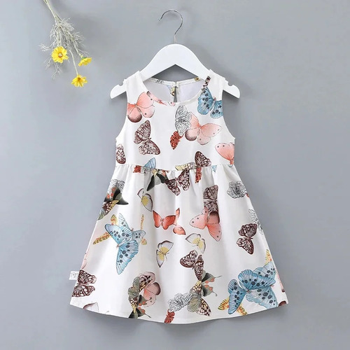 Vestido De Verano De Algodón Con Estampado De Mariposas Para