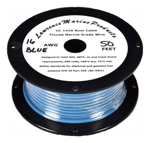 Alambre Primario Marino Estañado 16 Awg Azul 50 Pie