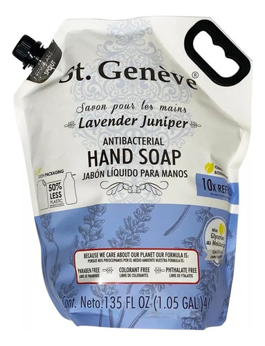 Jabon Liquido Para Manos St Geneve Antibacterial Lavanda 4 L