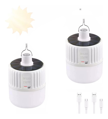 Foco Led Solar Emergencia 150w Portátil Recargable 2pcs