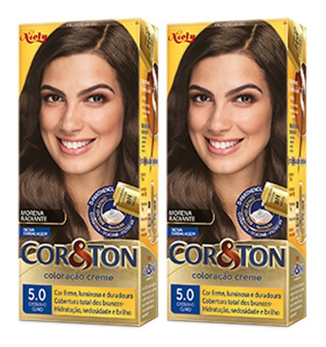 Kit Com 2 Tinta Cor&ton 5.0 Castanho Claro 50gr