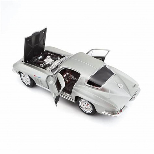 Maisto 1/18 Chevrolet Corvette 1965 Plata Diecast Metal !