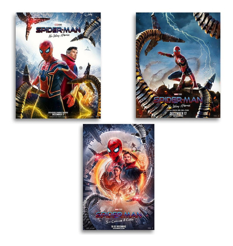 3 Poster Spiderman No Way Home 48cm X 33cm Sin Camino A Casa