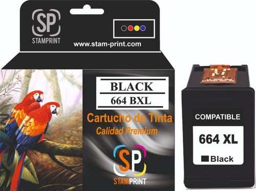Imagen 1 de 2 de Cartucho De Tinta Compatible Hp 664 Xl Negro Stamprint