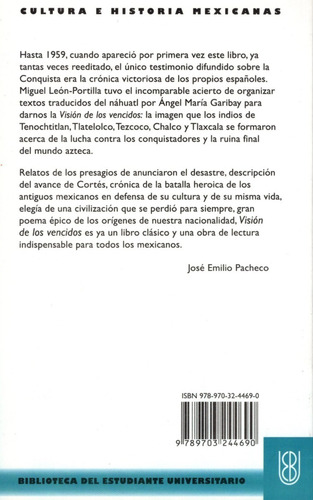 Visión De Los Vencidos. 9789703244690 Portilla. Unam.