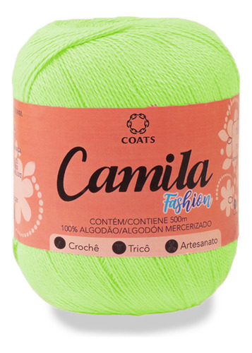 Linha Camila Fashion - 100% Algodão - Crochê Tricô 150g 500m Cor 01181 - Verde