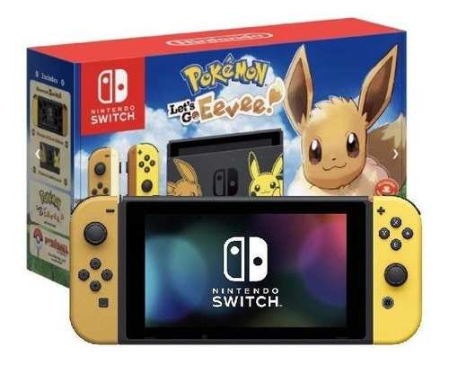 Imagen 1 de 4 de Nintendo Switch 32GB Pikachu & Eevee Edition with Pokémon: Let's Go, Eevee! + Poké Ball Plus  color negro y amarillo