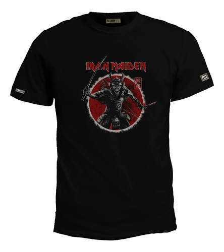 Camiseta Iron Maiden Metal Rock Samurai Circulo Rojo Bto