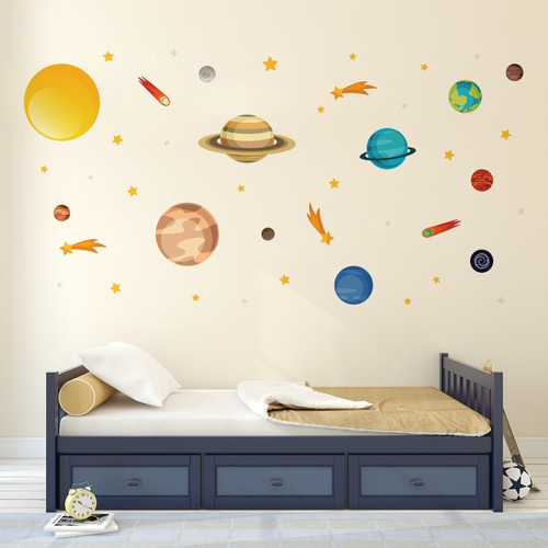 Imagem 6 de 7 de Adesivo De Parede Sistema Solar Quarto Menino Planetas