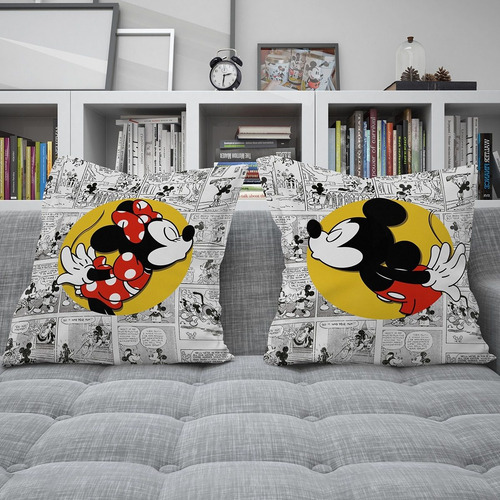 Imagen 4 de 6 de Combo Almohadones Almohadón Mickey Minnie Vellon Desmontable