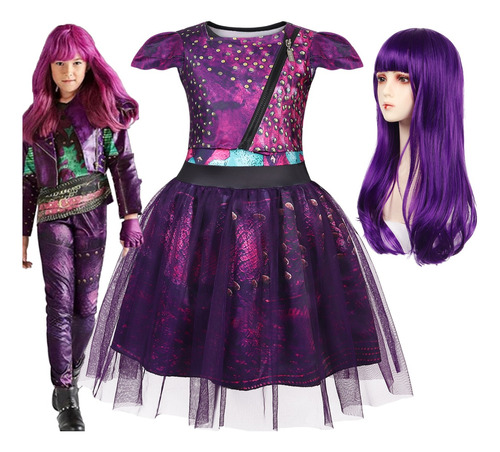 Disfraz De Mal Para Niñas Traje De Día Del Niño Fiesta Halloween Cosplay Descendants 3 Disfraces Con Peluca Vestirse