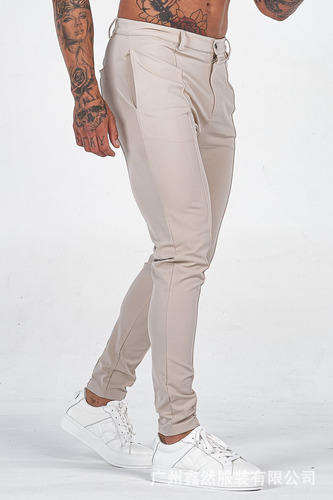 Pantalones Largos Casuales De Algodón De Corte Ajustado Para