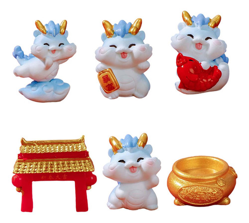 Mini Figura De Dragón Decorativa Para Chimenea, 6 Uds.