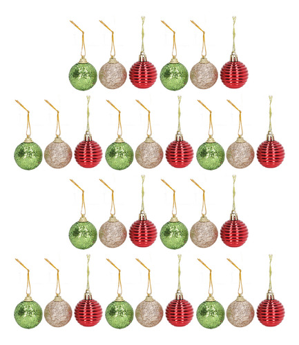30 Uds Bolas De Árbol De Navidad Adornos Rojo Dorado Verde