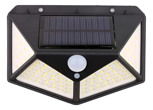 Aplique Reflector Solar Led Panel Recargable 100exterior X4u Negro Blanco Neutro