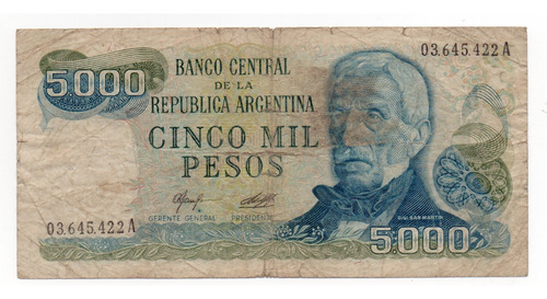 Billete Argentina 5000 Pesos Ley Bottero 2464