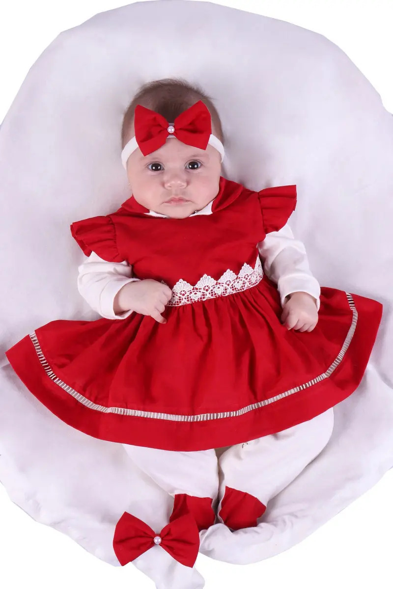 Saída De Maternidade Menina Alice Rose 04 Verde Cor Vermelho Tamanho P