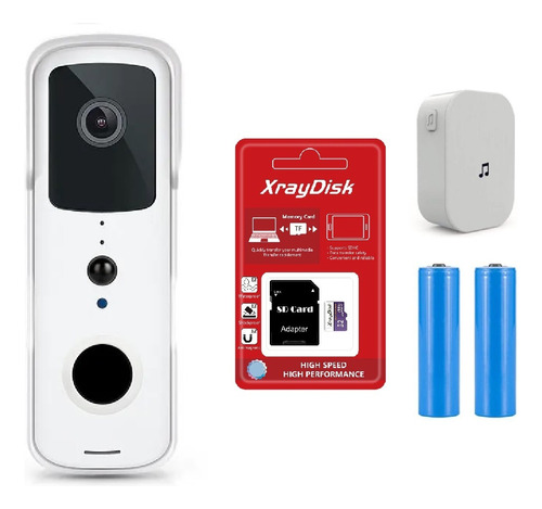 Timbre Video Intercomunicador Wifi + Microsd 32gb Blanco