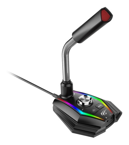 Micrófono Gamer Havit Gk56 Con Control De Volumen Y Luz Rgb