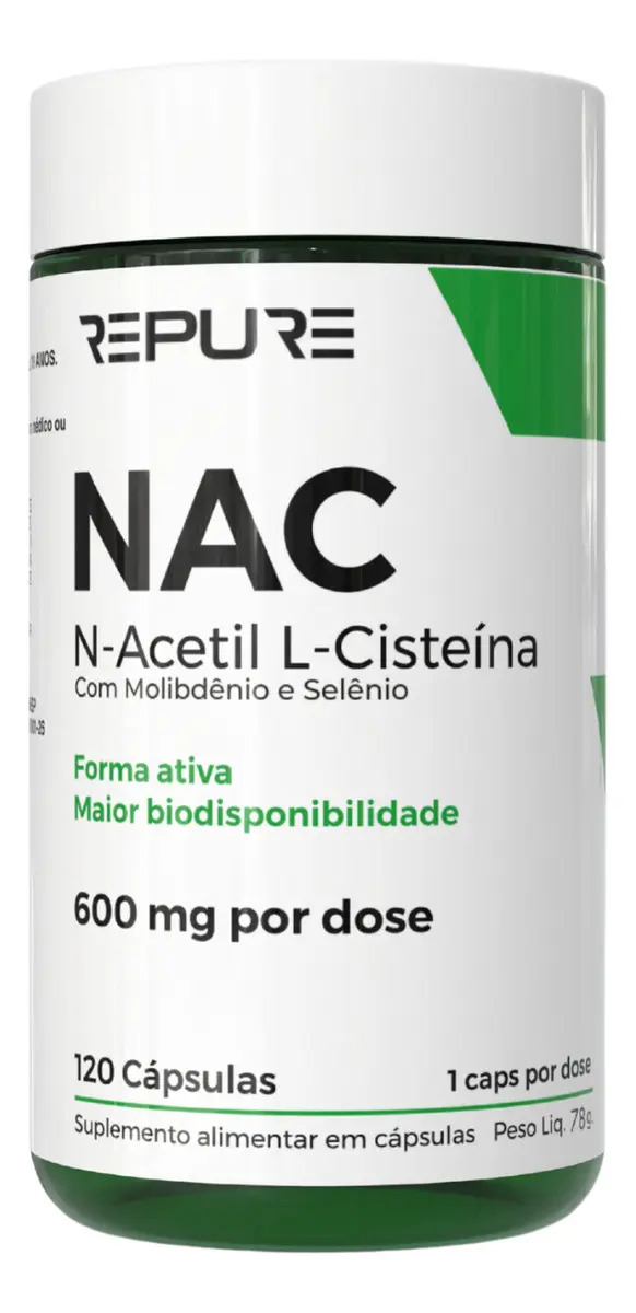 Nac N-acetil L-cisteína 600mg Molibdênio + Selênio 120 Cápsulas (4 Meses)