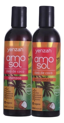  Kit Shampoo E Condicionador Yenzah Amo Sol Com Óleo De Coco